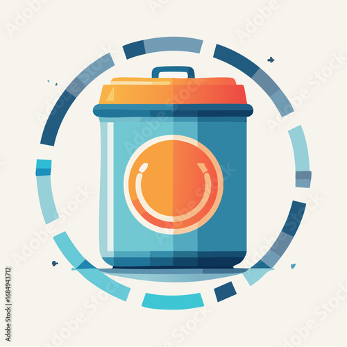 Icône vectorielle minimaliste d’un baril de lessive neutre