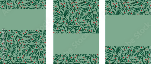 Elegant Greenery Christmas Card Set with Festive Berry Botanical Design