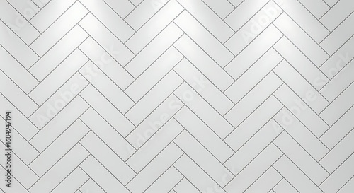A Clean And Modern White Herringbone Tile Pattern With Subtle Lighting, Perfect For Backgrounds And Interior Design.