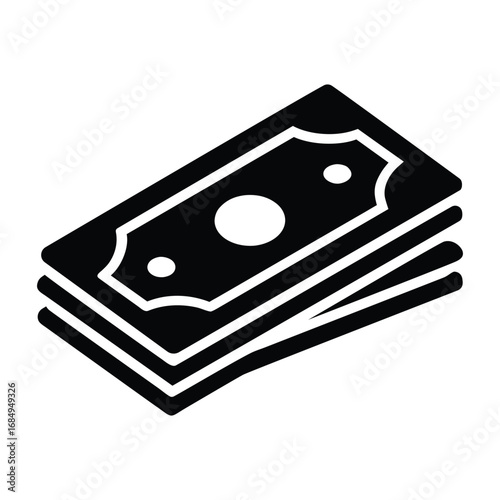 Paper Money Stack Black Icon Vector Illustration