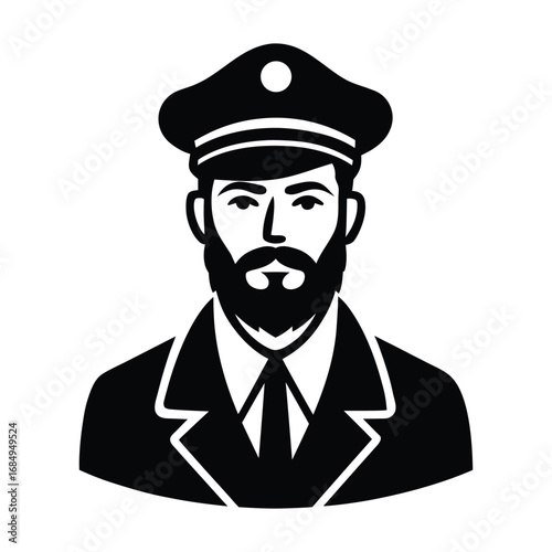 Ship Captain Worker with Hat Vector Illustration