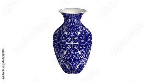 Navy blue China porcelain vase spiral curve square flower
