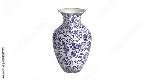Navy blue China porcelain vase spiral curve square flower