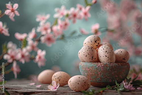 Easter Quail Eggs With Blossoms