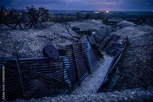 Canvas Print Tranchées de la Première Guerre mondiale à la Main de Massiges, champ de bataill