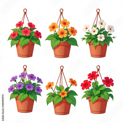 Hanging flowers in pots