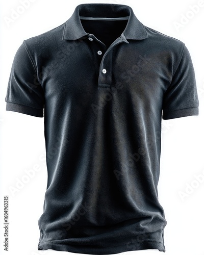 Dark navy polo shirt, front view