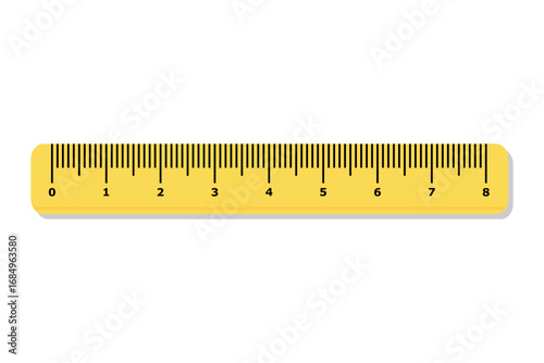 Yellow ruler vector illustration. Measuring instrument icon for education, school, and mathematics design