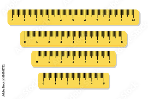 Yellow ruler vector illustration. Measuring instrument icon for education, school, and mathematics design