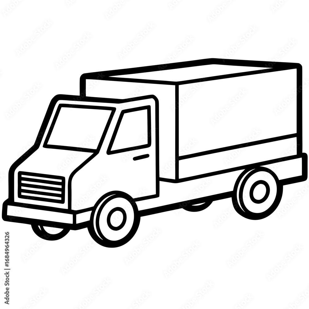 Fototapeta premium Simple Line Truck with Open Bed