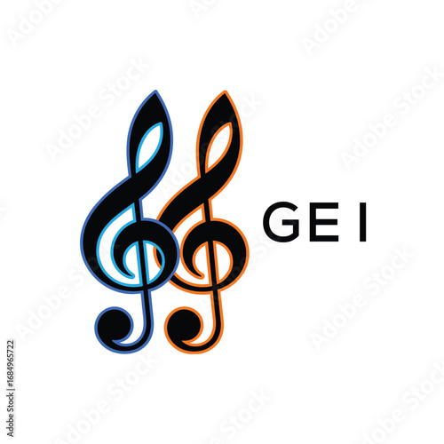 GEI Music Company logo. GEI Creative Treble Clef Icon and business. GEI best icon Entertainment Branding.
