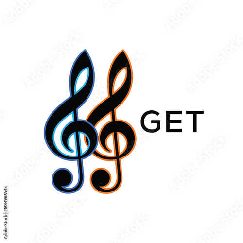 GET Music Company logo. GET Creative Treble Clef Icon and business. GET best icon Entertainment Branding.
