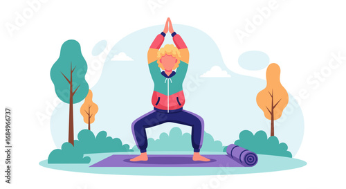 Person practicing yoga outdoors on a mat, illustrating a healthy, balanced, and active lifestyle. Perfect for wellness, fitness, and self-care concepts.