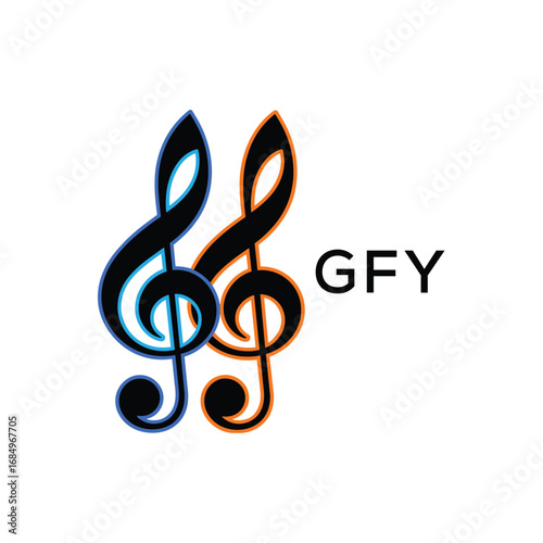 GFY Music Company logo. GFY Creative Treble Clef Icon and business. GFY best icon Entertainment Branding.
