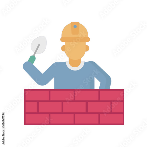 Bricklayer Vector Icon which can easily modify or edit