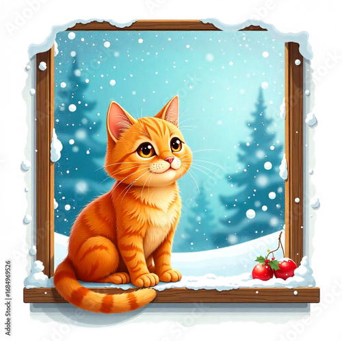 orange cat in the window