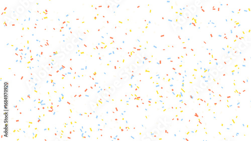 Festive confetti scattered across a clean white background, creating a joyful celebration atmosphere.