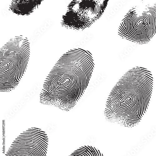 Fingerprint Pattern Background for Security Identification Forensics and Unique Personal Identity in Black and White Graphic Illustration