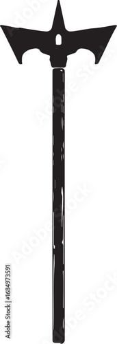 Halberd Silhouette Image Depicting a Medieval Polearm Weapon Used for Thrusting and Striking in Historical Warfare