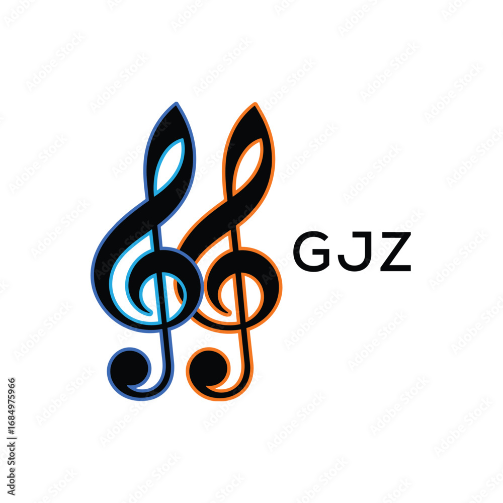 Naklejka premium GJZ Music Company logo. GJZ Creative Treble Clef Icon and business. GJZ best icon Entertainment Branding. 