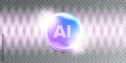 Artificial intelligence chipset on ultraviolet board in futuristic neon cyber punk concept technology artwork for web, banner, card, cover. Vector AI chip logo design template