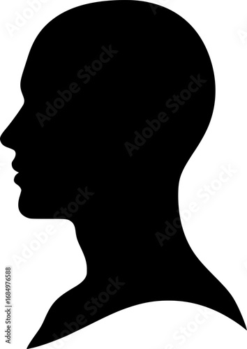  profile silhouettes of diverse human heads facing right in a row silhouette
