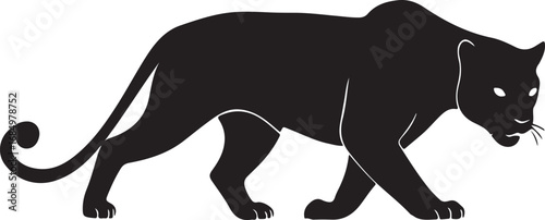 Majestic Black Panther Silhouette with Graceful Stance and Powerful Presence for Wildlife and Nature Concepts