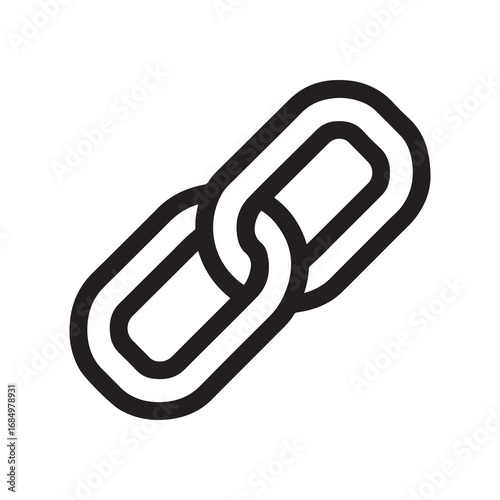 Black Outline of Two Interlocking Link Chain Segments on White