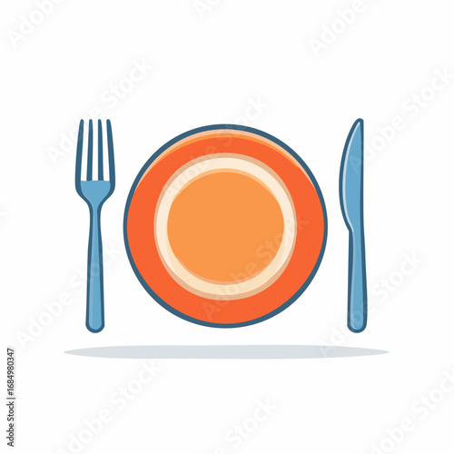 Illustration plate stylisée de repas restaurant