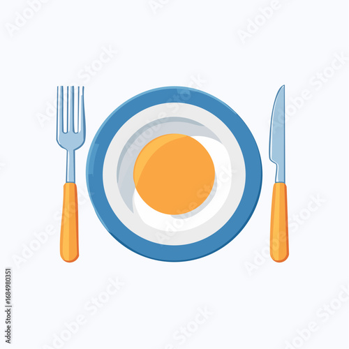 Icône vectorielle minimaliste d’une assiette avec couverts