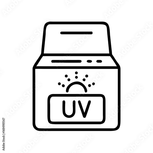 Black line illustration of a UV sterilization device, symbolizing hygiene, safety, and germ protection in modern disinfection methods.
