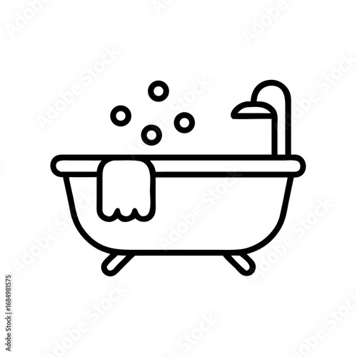 Bathtub icon with bubbles for hygiene theme
