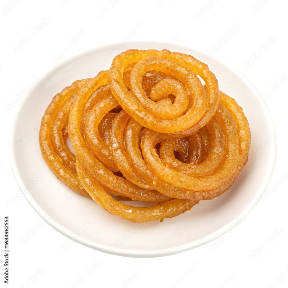 Fototapeta premium Golden Jalebi isolated on transparent background