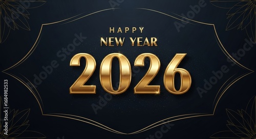 Happy new year with the golden number of the year two thousand twenty six, happy new year 2026
