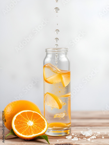 Insoluble fiber. Drop water orange fructo oligosaccharides prebiotic from natural fruit vegetable. Nutrients essential intestine. lowers cholesterol improves blood sugars prevents constipation. Vector