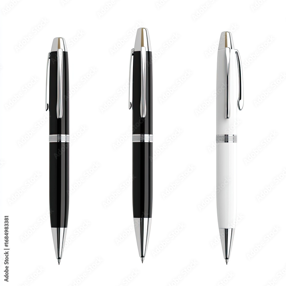 Fototapeta premium Writing essentials sleek pens displayed on clean surface office environment product photography