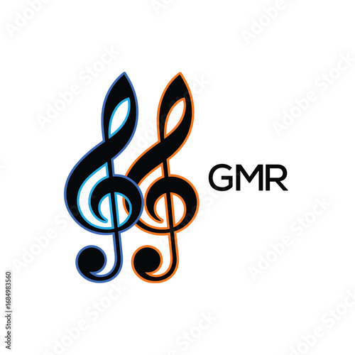GMR Music Company logo. GMR Creative Treble Clef Icon and business. GMR best icon Entertainment Branding.
