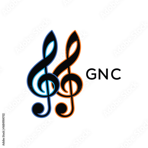 GNC Music Company logo. GNC Creative Treble Clef Icon and business. GNC best icon Entertainment Branding.
