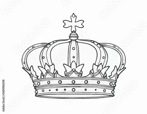 Royal king crown hand drawn sketch Vector illustration