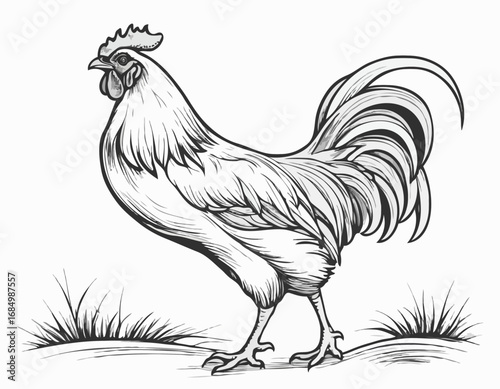 Rooster farm sketch hand drawn in doodle style Farming Vector