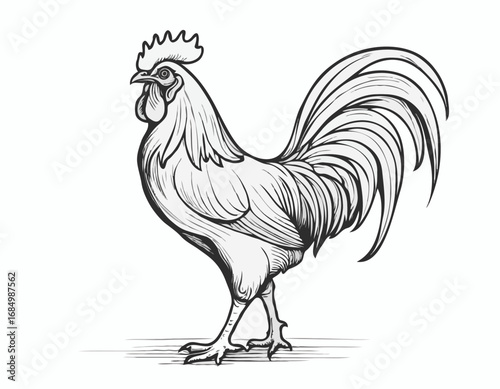Rooster farm sketch hand drawn in doodle style Farming Vector