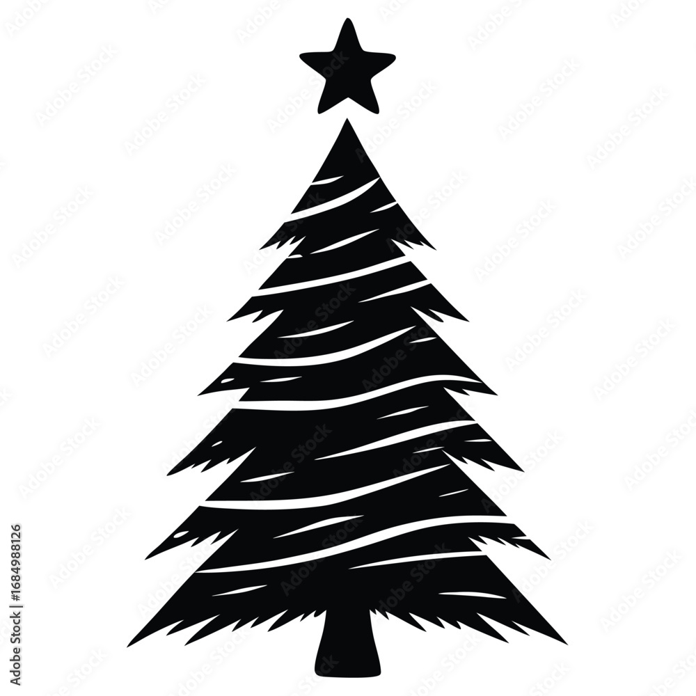 Obraz premium Abstract artistic Christmas tree brush stroke drawing modern ink style.