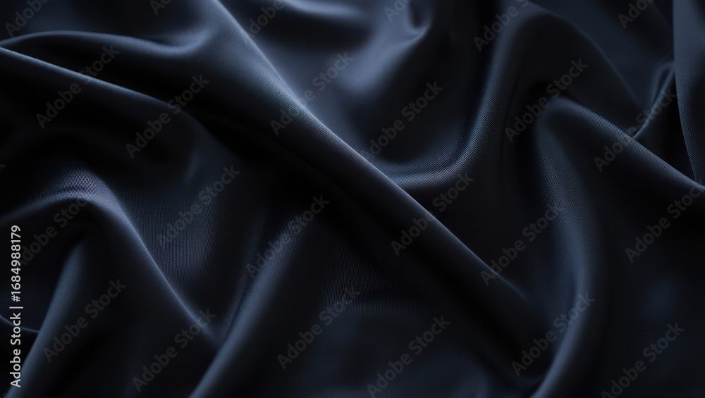 Fototapeta premium Dark blue fabric waves with subtle light reflections