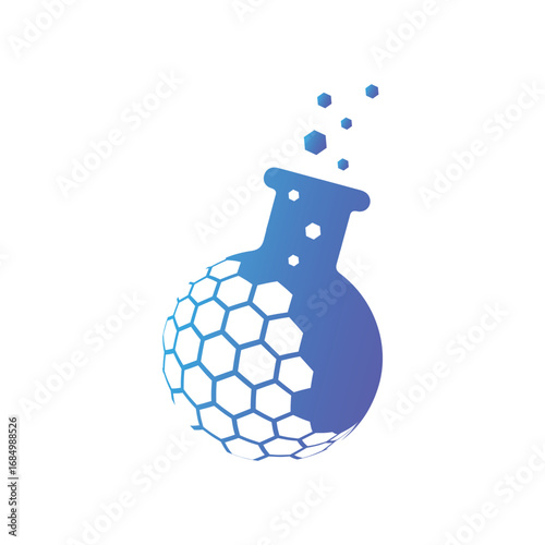 Laboratory Flask with Hexagons , Scientific Innovation Icon