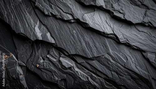 Wallpaper Mural Black slate fragments with natural white streaks representing resilience, ancient earth formation, endurance and strength, symbol of permanence and grounding Torontodigital.ca