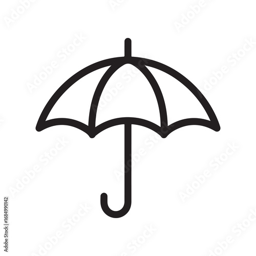 Stylized Black Outline of Umbrella Weather Protection on White Background