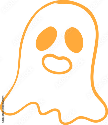Halloween Ghost Outline Doodle