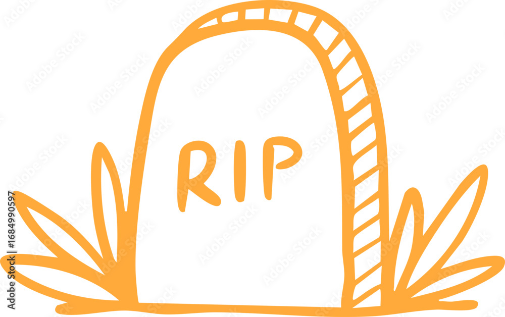 Obraz premium Halloween Tombstone Outline Doodle