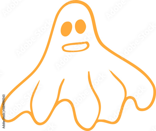 Halloween Ghost Outline Doodle