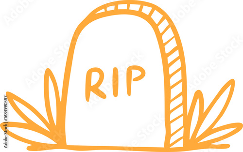 Halloween Tombstone Outline Doodle